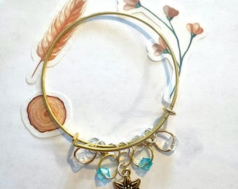 Inspired by the Princess of the Wild - Unique Handmade Gold Jewelry Bangle Charm Bracelet, Inspired by Zelda from The Legend of Zelda