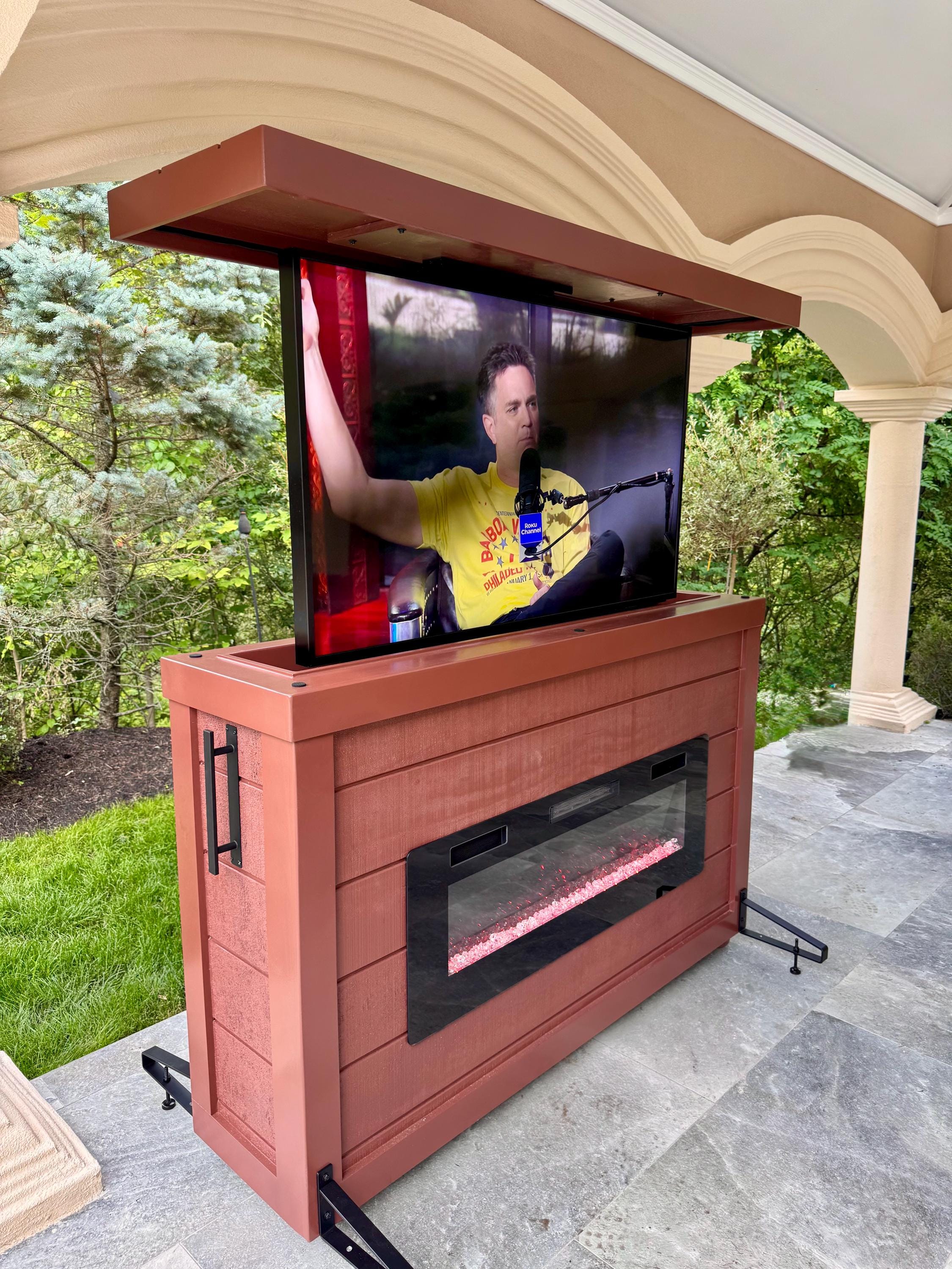 Motorized TV Cabinet With Fireplace Insert - Etsy, image size:2250x3000