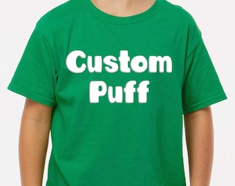 Custom Puff Print Youth – Embossed Name Tee – Youth T-Shirt – Personalized Crewneck – Custom School T-Shirt