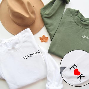 Custom Roman Numeral Long Sleeve Shirt, Engagement Gift, Comfort Colors