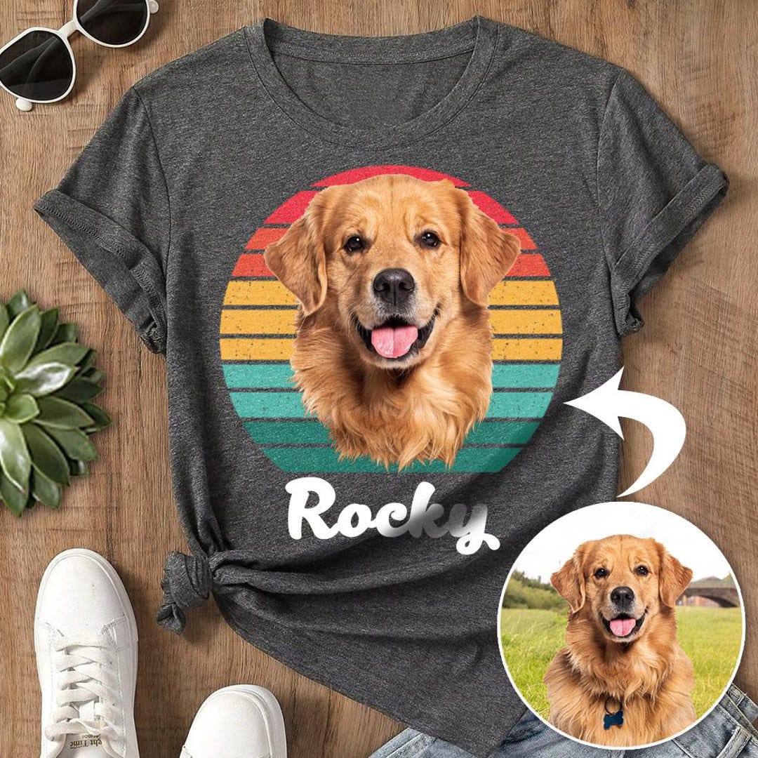 Personalized Dog Face Shirt, Custom Pet Portrait T-shirt, Golden ...