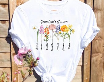 Custom Birth Flower Grandma's Garden Sweatshirt, Personalized Mother's Day Gift
