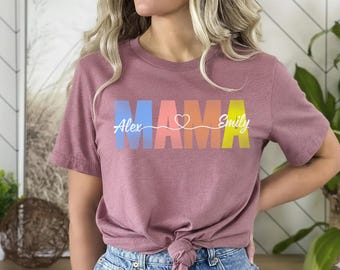 Custom Mama Shirt, Mom Shirt With Names, Personalized Mama T-shirt, Custom Mama Shirt, Mother's Day Shirt, Mama With Children Names T-Shirt