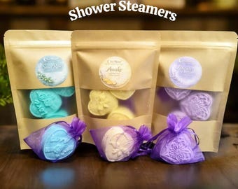 Handcrafted Shower Steamers: Sinus Relief, Lavender, Citrus Aromas (Set of 3)