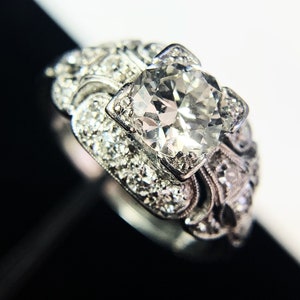 Art Deco Solid Platinum and Diamond Engagement Ring (A2580)