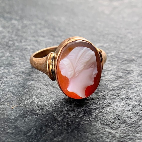 14k Yellow Gold Antique Camo Ring - Size 5 1/4