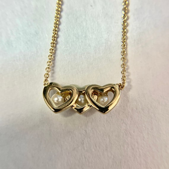 Vintage 14k Solid Gold Pearl Heart Necklace (A258… - image 6