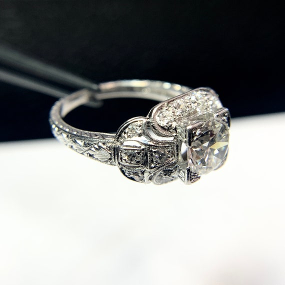 Art Deco Solid Platinum and Diamond Engagement Ri… - image 10