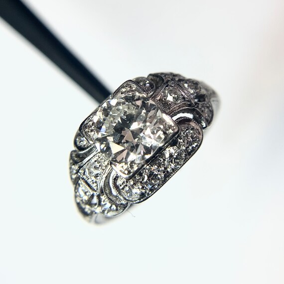 Art Deco Solid Platinum and Diamond Engagement Ri… - image 8