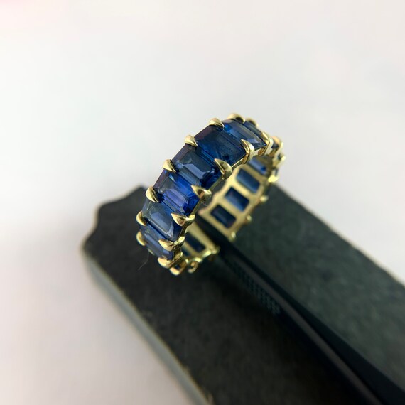 14k Gold Natural Blue Sapphire Eternity Band, Vin… - image 3