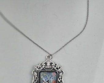 Siamese Cat glass cameo necklace