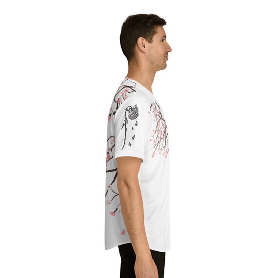 Men s Baseball Jersey Flowers Blouse Etsy