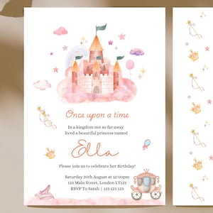 Editable Princess Birthday - Royal Princess Party Invite for Girls, Princess Castle Birthday Invitation, Print & Mobile, Cinderella Invite