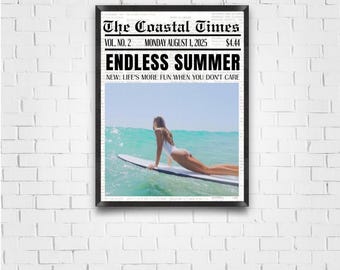 Coastal, Surfer Girl Trendy Wall Art, Room Decor, Dorm Decor