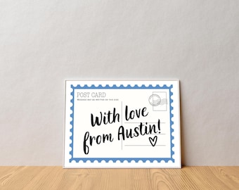 Austin Texas Postcard Wall Art, Trendy, Dorm Decor