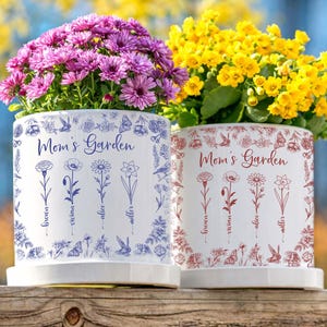 Custom Birth Month Flower Plant Pot, Personalized Mom's Garden Gift, Mother's Day Gift from Daughter Grandma, Gigi Nana Planter, Home Decor