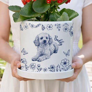 Personalized Dog Cat Ceramic Plant Pot, Custom Pet Portrait Flower Pot Planter, Pet Mom/Dad Photo Gift, Pet Lover Mother's Day Gift
