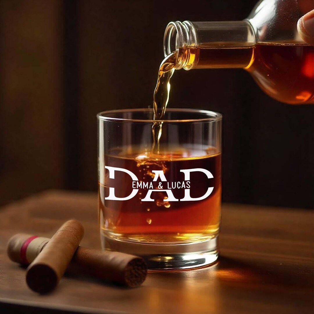 Dads Are The True Superheroes - Family Personalized Custom Whiskey Glass - Gift For Dad, Grandpa main image 0