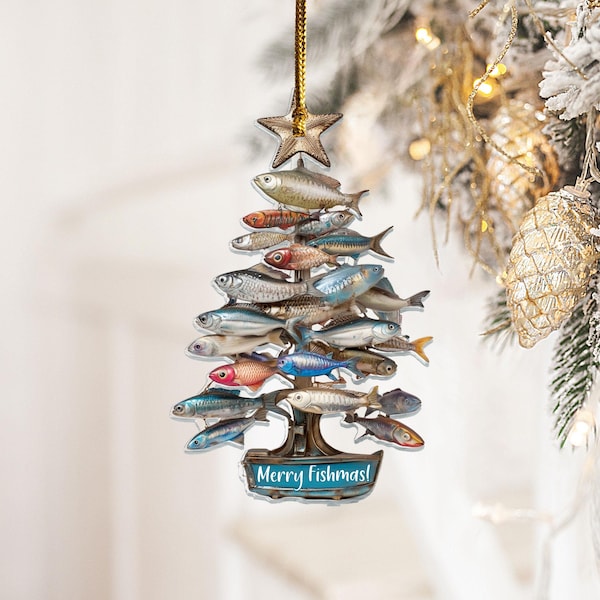 Personalized Merry Fishmas Tree Ornament, Fishing Ornament, Fishing Christmas Ornament, Gift For Fishing Lover, Fishing Life Xmas Decor
