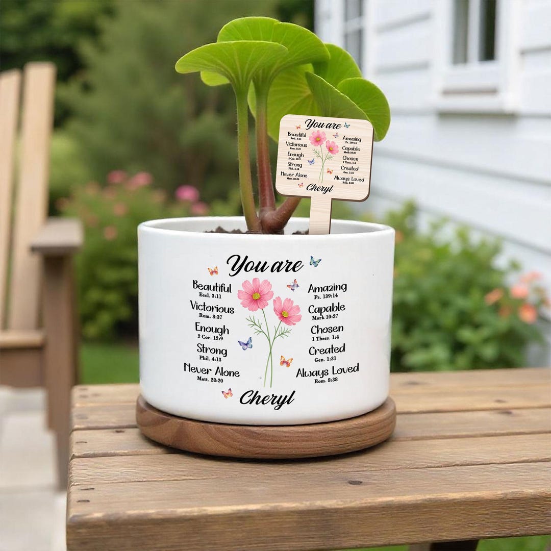 Personalized Bible Verse Plant Pot, Christian Bible Verse Gift for Her ...