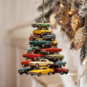 Muscle Car Collection Christmas Ornament, Christmas Car Tree Ornament, Car Lover Christmas Ornament, Gift for Car Lover, Car Xmas Decor