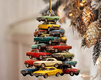 Muscle Car Collection Christmas Ornament, Christmas Car Tree Ornament, Car Lover Christmas Ornament, Gift for Car Lover, Car Xmas Decor