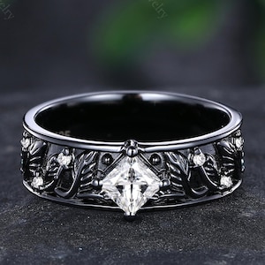 Einzigartige Moissanit Herren Ehering Moissanit Verlobungsring Geschenk für ihn Verlobungsring Jubiläum Geschenk Jubiläum Ring