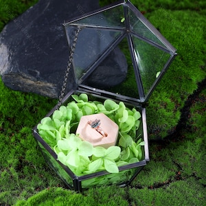 Vintage Design Jewelry Ring Box Engagement Ring Box Proposal Ring Box Wedding Ring Box, Ring Bearer Box Glass Ring Box Geometric Ring Box