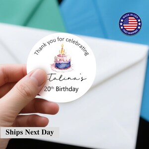 306 PCS Waterproof Birthday Stickers, Personalized Round Labels for Party Bags, Custom Thank You Stickers with Choice of 25 Watercolor Icons