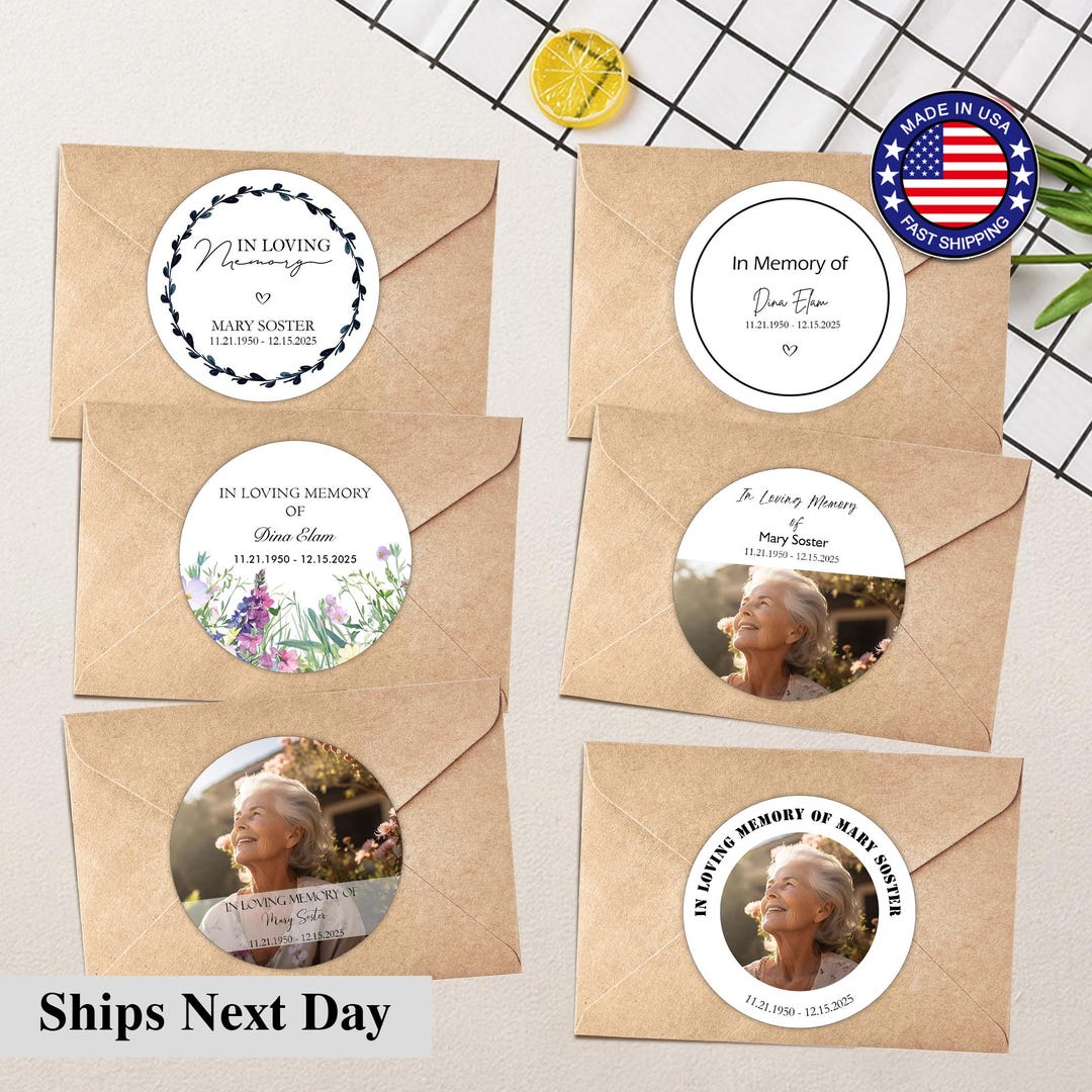Memorial Stickers, Memorial Photo Keepsake Favor Labels, in Loving ...