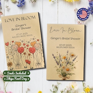 24 BULK Custom Bridal Shower Favor Seed Packet Favor for Wedding Let Love Grow Wildflower Seed Favors for Bridal Shower Favor Idea for Favor