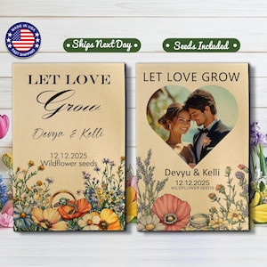 48 BULK Wildflower Seed Packet Wedding Favors Let Love Grow Personalized Seed Packets Favor for Bridal Shower Guests Wedding Seed Favors
