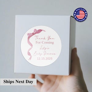 Pink Bow Baby Shower Favors Labels Stickers Baby Girl Thank You Stickers Favor Labels Favor Stickers Baby Shower Party Stickers for Favors