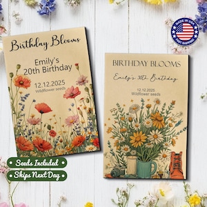 24 PCS Birthday Party Seed Packets, Custom Wildflower Seed Packets w/ Seeds Included, Birthday Favor, Birthday Party Favors, Birthday Blooms