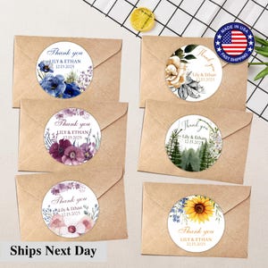 Custom Flower Stickers/Custom Labels/Floral Thank You Stickers/Baby Shower/Wedding/Birthday/Bridal Shower/Bachelorette/Favor Labels/Business