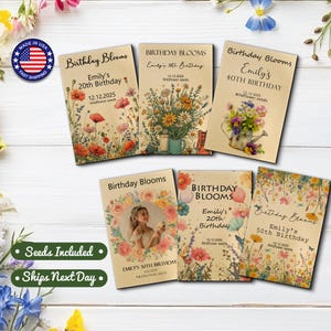 Birthday Party Favors for Guests in Bulk/Custom Birthday Seeds Packets/Personalized Birthday Favors/ Wildflower Seed Packets/Photo Favors