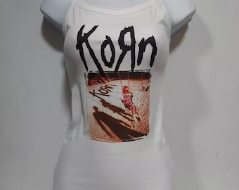 Korn tank top korn cropped tank korn shirt korn crop top Metal tank top ribbed numetal shirt