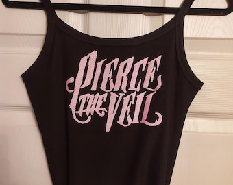 Pierce the veil tank top pierce the veil crop top hand cropped tank Pierce the veil womens tank custom design can do any color of glitter or