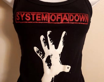 System of a Down crop top glitter Toxicity álbum homónimo mano álbum Camiseta mano crop top personalizado banda tank soad crop top crop top