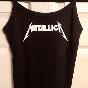 Camiseta sin mangas de Metallica, camiseta de Metallica, si quieres una corta, añade una nota, camiseta sin mangas corta a mano, logo personalizado de la banda, top corto de Metallica, puedo hacer cualquier color de logo