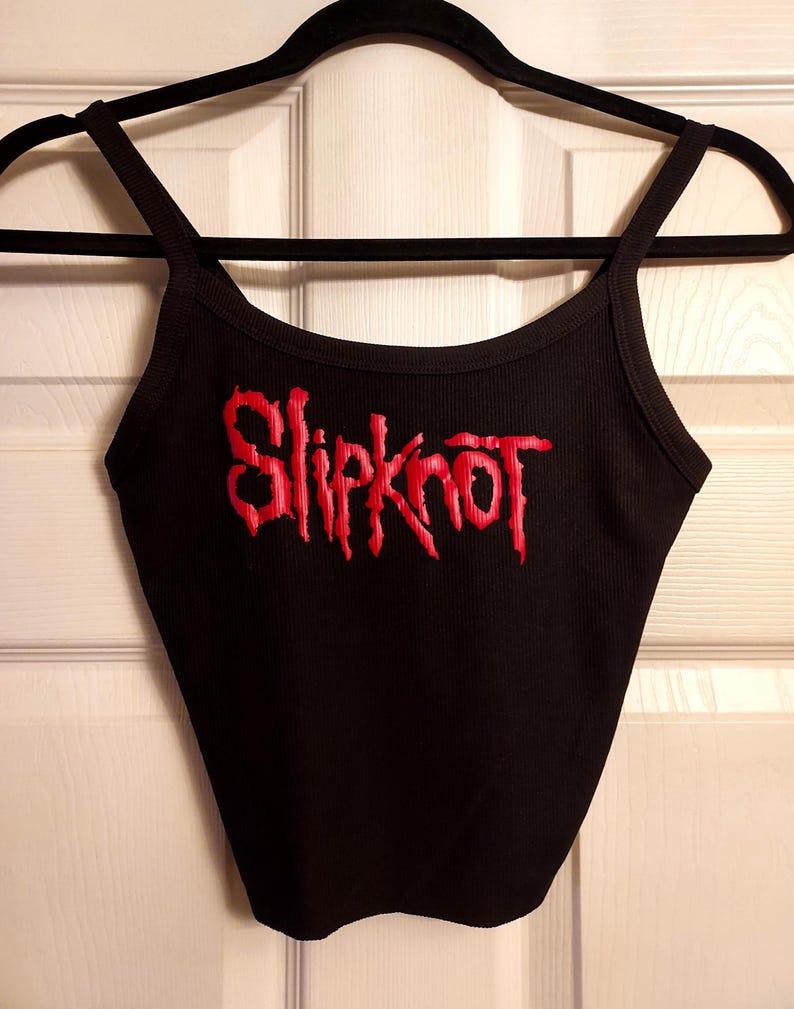 Tool band shirt tool band tank top hand cropped red glitter custom band logo crop top custom womens tank custom design ribbed tank image 7