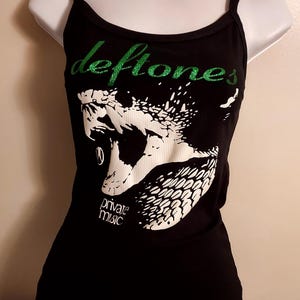 Deftones private music snake shirt album tank top ribbed green glitter vinyl  Numetal crop top vintage design self titled  can crop if u wan