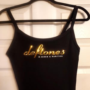 Deftones tank top ribbed gold metallic vinyl b sides and rarities around the fur Numetal crop top vintage design self titled album can crop