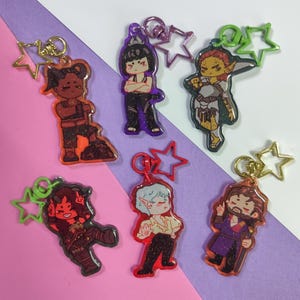 BG3 Baldurs Gate 3 2&quot;-2.5&quot; Epoxy Keychain Charms
