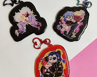 Cute Arcane CaitVi JayVik Timebomb Ships 3&quot; Glittered Epoxy Keychain Charms