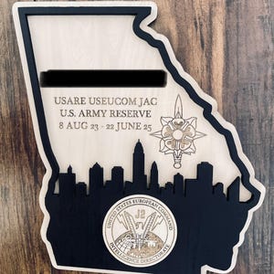 Obsequio de reconocimiento militar con diseño de estado / Placa con diseño de horizonte / Placa PCS / Obsequio militar personalizado / Todas las ramas / Gráfico personalizado / Placa personalizada