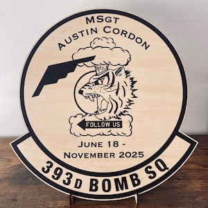 Squadron Patch Plaque | Laser Engraved Military Emblem Plaque | Promotion Gift | PCS Gift | Military Retirement | Personalized Military Gift