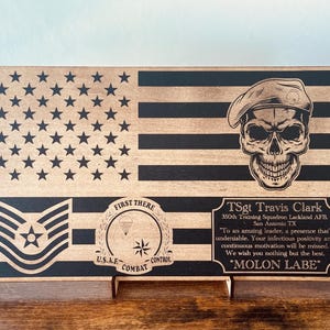 Custom American Flag Retirement Plaque: Military Veteran Gift