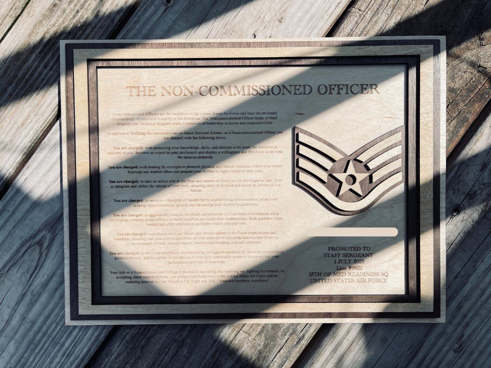 Military Promotion Gift | NCO and SNCO Charge | Usaf | Usn | Us Army ...