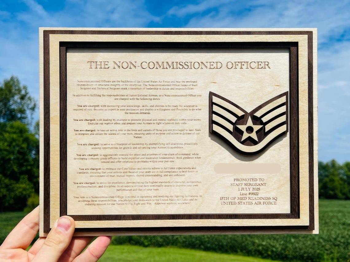 Military Promotion Gift | NCO and SNCO Charge | Usaf | Usn | Us Army ...